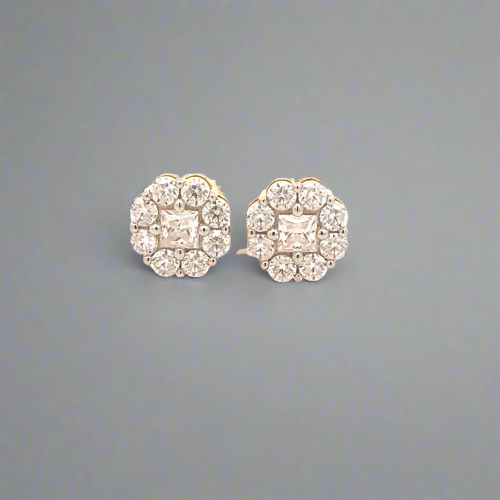 CREDIBLE 1.15 CTW 925 gold color with moissanite iced out earrings