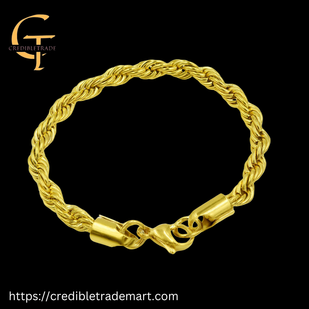 CREDIBLE NATTY STEEL ROPE BRACELET GOLD & SLIVER COLOR