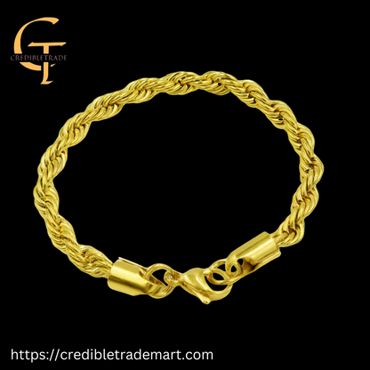 CREDIBLE NATTY STEEL ROPE BRACELET GOLD & SLIVER COLOR