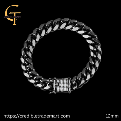 CREDIBLE GUILD STEEL 12MM CZ BRACELET GOLD, BLACK, SILVER IN COLORS