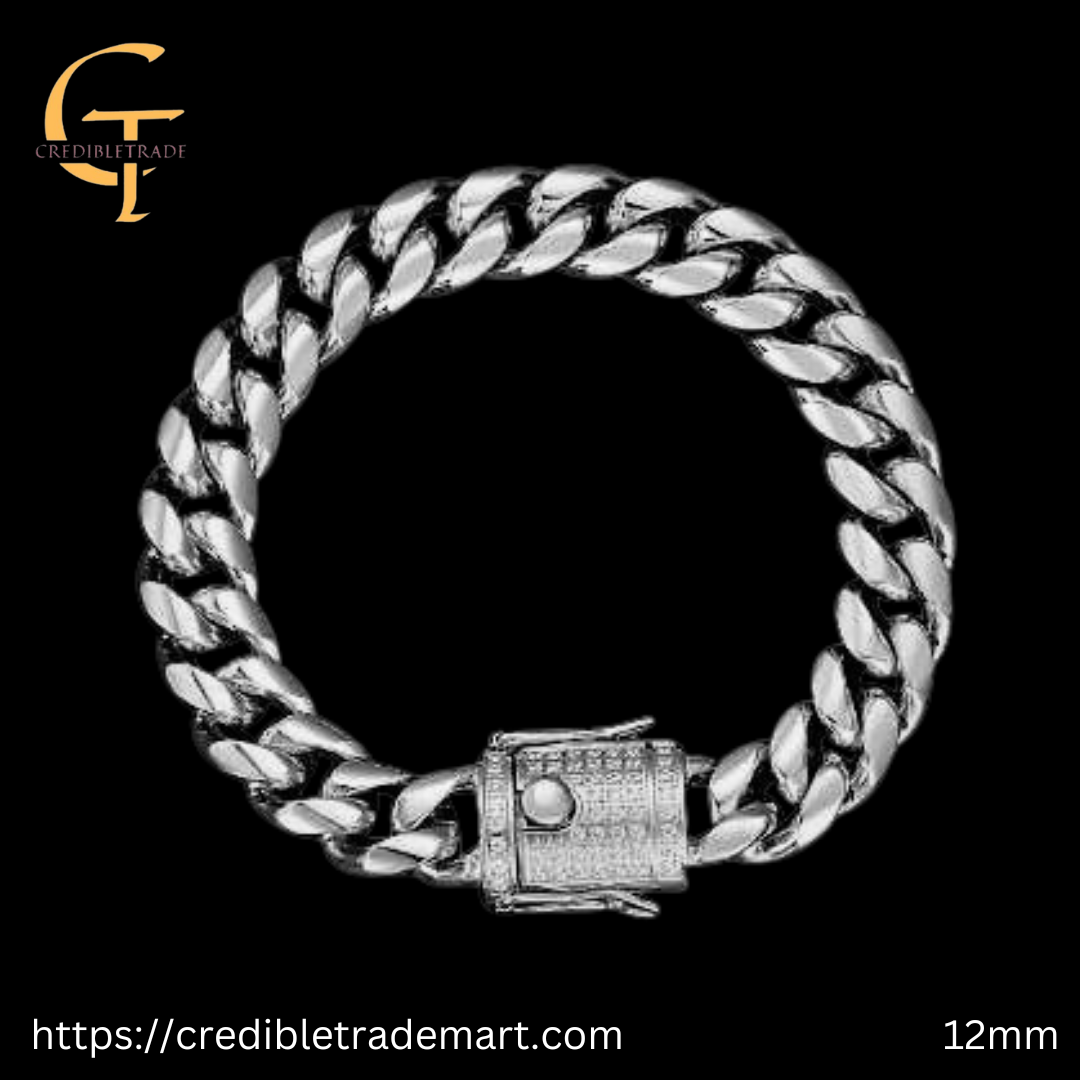 CREDIBLE GUILD STEEL 12MM CZ BRACELET GOLD, BLACK, SILVER IN COLORS