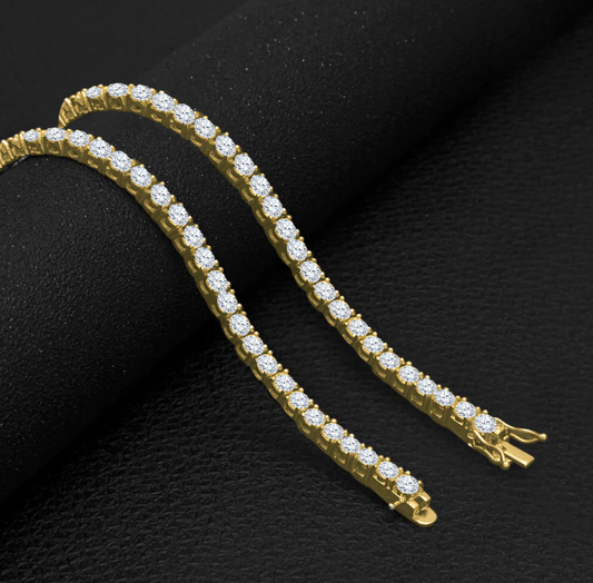 CREDIBLE (UNISEX) 925 TENNIS 3MM/4MM CHAIN in gold