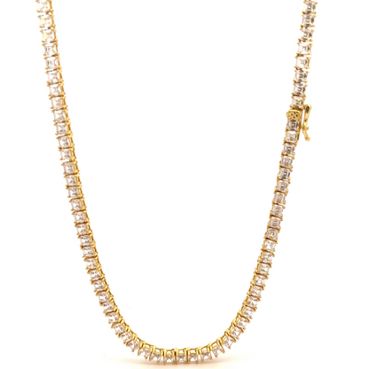 CREDIBLE 3MM CZ ICED OUT  Sterling Sliver Gold color Tennis Chain