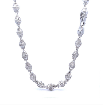 CREDIBLE 925 CZ RHODIUM ICED OUT CUBAN CHAIN