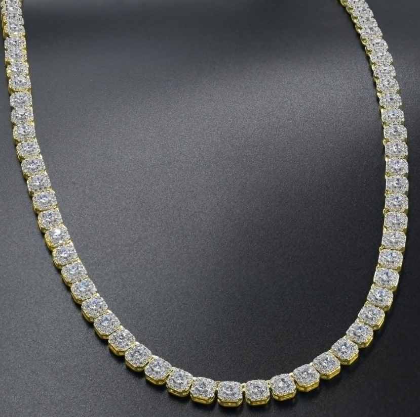 credible 5 MM 925 SILVER SQUARE TENNIS CHAIN IN GOLD