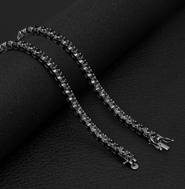 CREDIBLE 925 SILVER & ROSE GOLD,BLACK, GOLD COLORS  TENNIS 3MM CHAIN