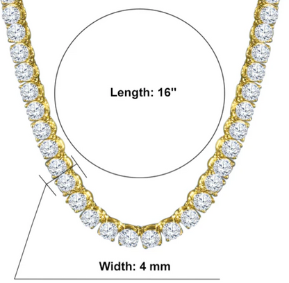 CREDIBLE (UNISEX) 925 TENNIS 3MM/4MM CHAIN in gold