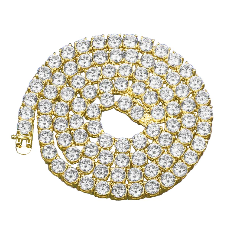 CREDIBLE (UNISEX) 925 TENNIS 3MM/4MM CHAIN in gold