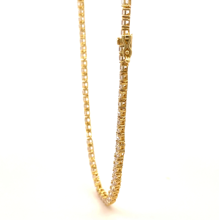 CREDIBLE 3MM CZ ICED OUT  Sterling Sliver Gold color Tennis Chain