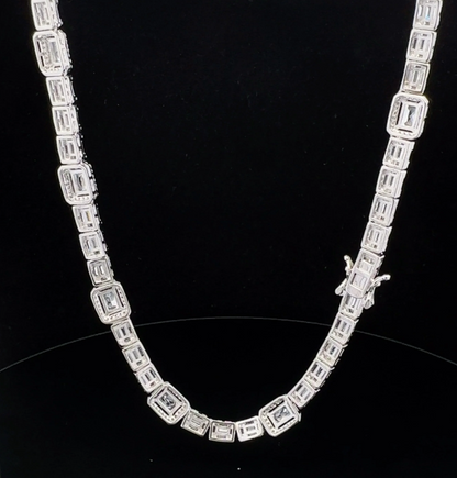 CREDIBLE  925 CZ RHODIUM ICED OUT NECKLACE SILVER 20"