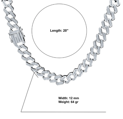 CREDIBLE  STERLING SILVER CZ 12 MM CHAIN