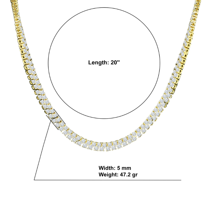 CREDIBLE STERLING SILVER 5MM CHAIN IN GOLD