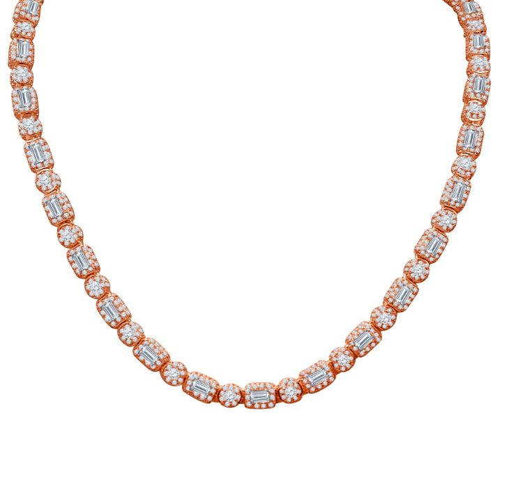 CREDIBLE Silver Iced Out CZ Chain In Rose Gold  Color