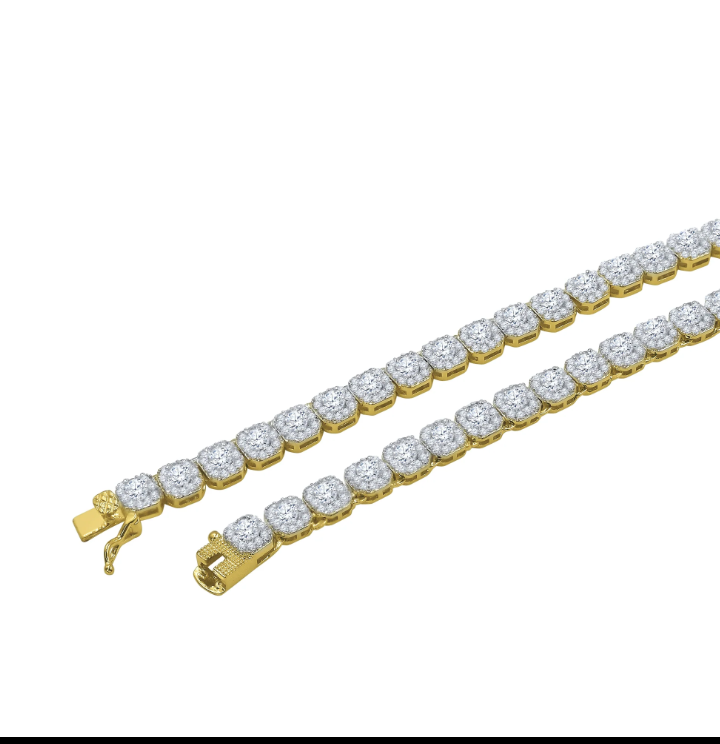 credible 5 MM 925 SILVER SQUARE TENNIS CHAIN IN GOLD