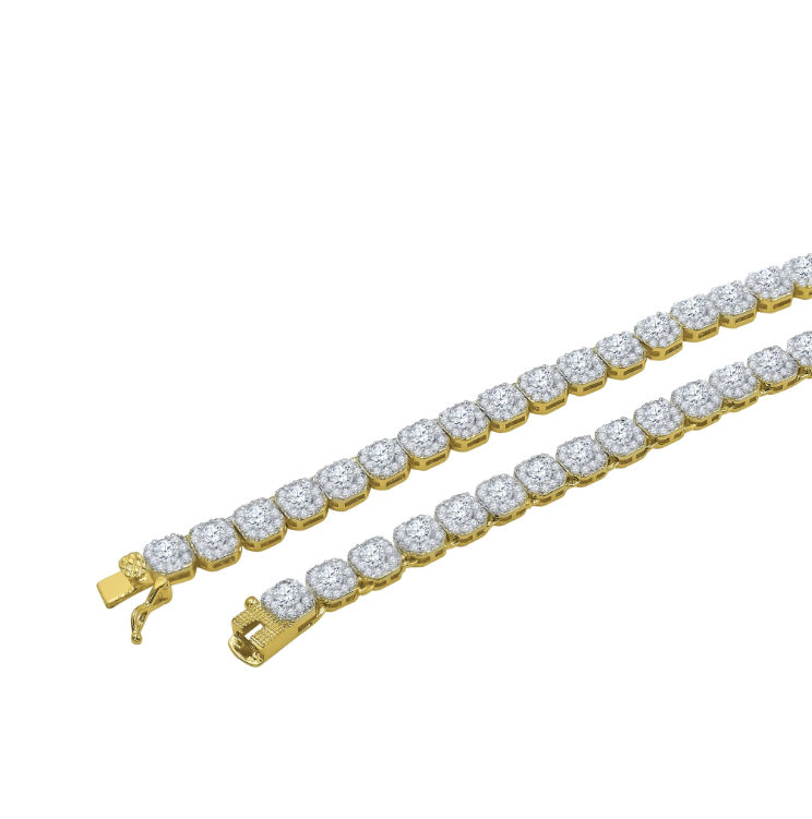 CREDIBLE  5 MM 925 SILVER SQUARE TENNIS CHAIN GOLD