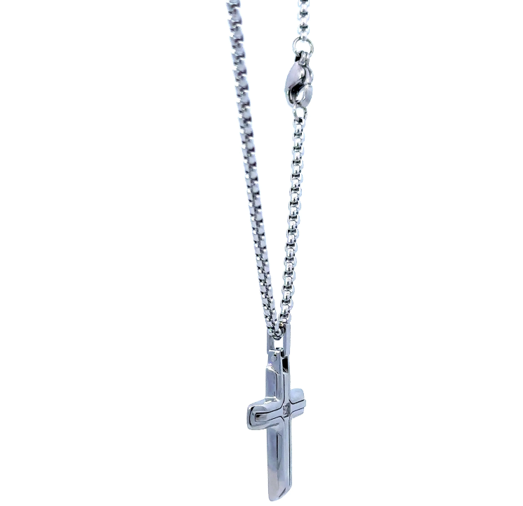 CREDIBLE STEEL RHODIUM ICED OUT CHAIN