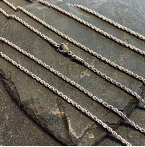 CREDIBLE 2mm Silver Rope Chain - Stainless Steel chain