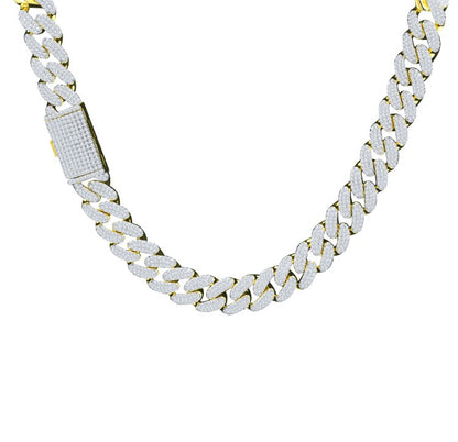 CREDIBLE MONEYED SILVER MOISSANITE 12MM CUBAN CHAIN