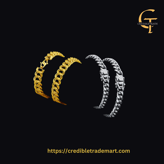 CREDIBLE PARADISIACAL STEEL BRACELET Silver, Gold, Black ,6mm ,8mm,10mm,18mm