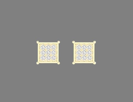 CREDIBLE SPL PRICE 10KT 0.05CT D-MICROPAVE EARRINGS "SQUARE"