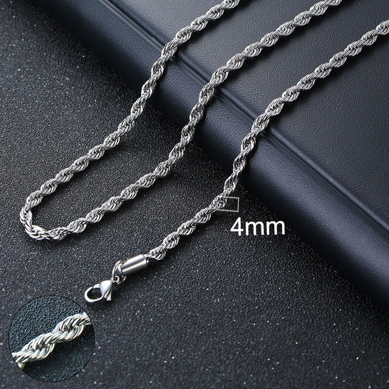 CREDIBLE Unisex Premium Quality Stainless Steel Rope Chain