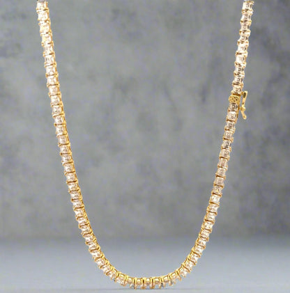 CREDIBLE 3MM CZ ICED OUT TENNIS CHAIN 18" ,20" in Gold Color